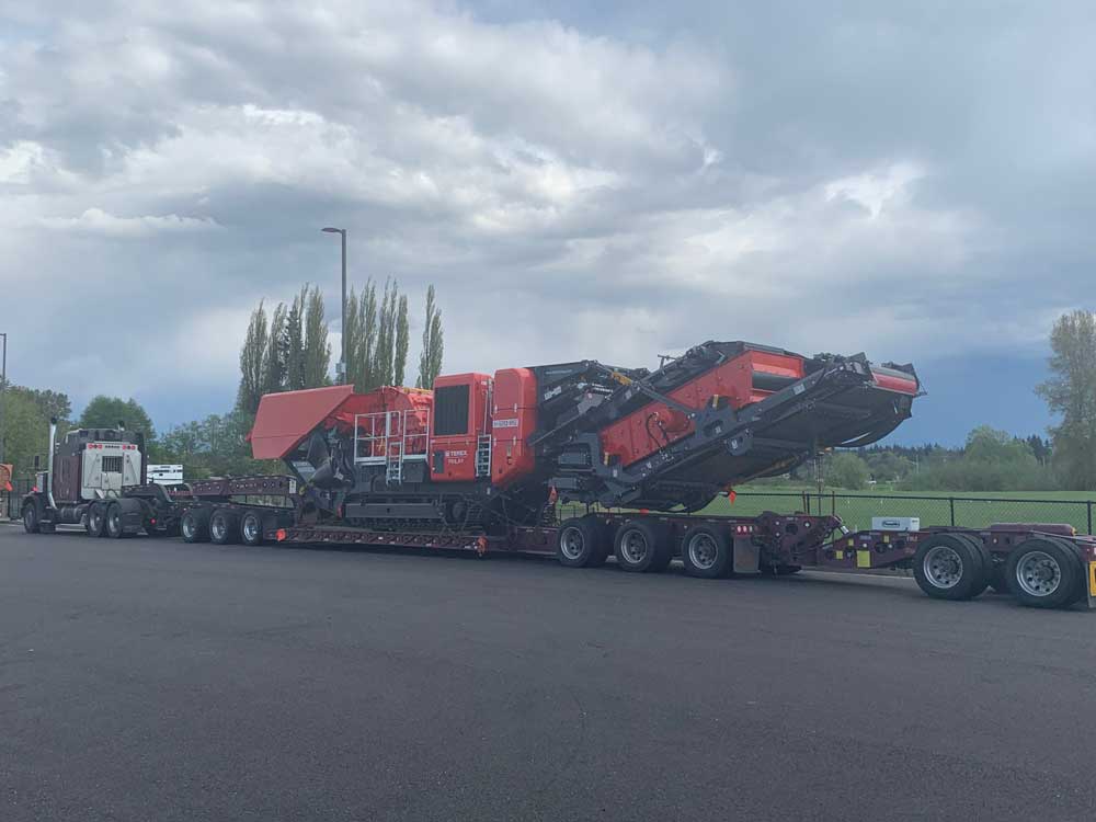 Terex Finlay Impact Crusher Lowbed Transport British Columbia